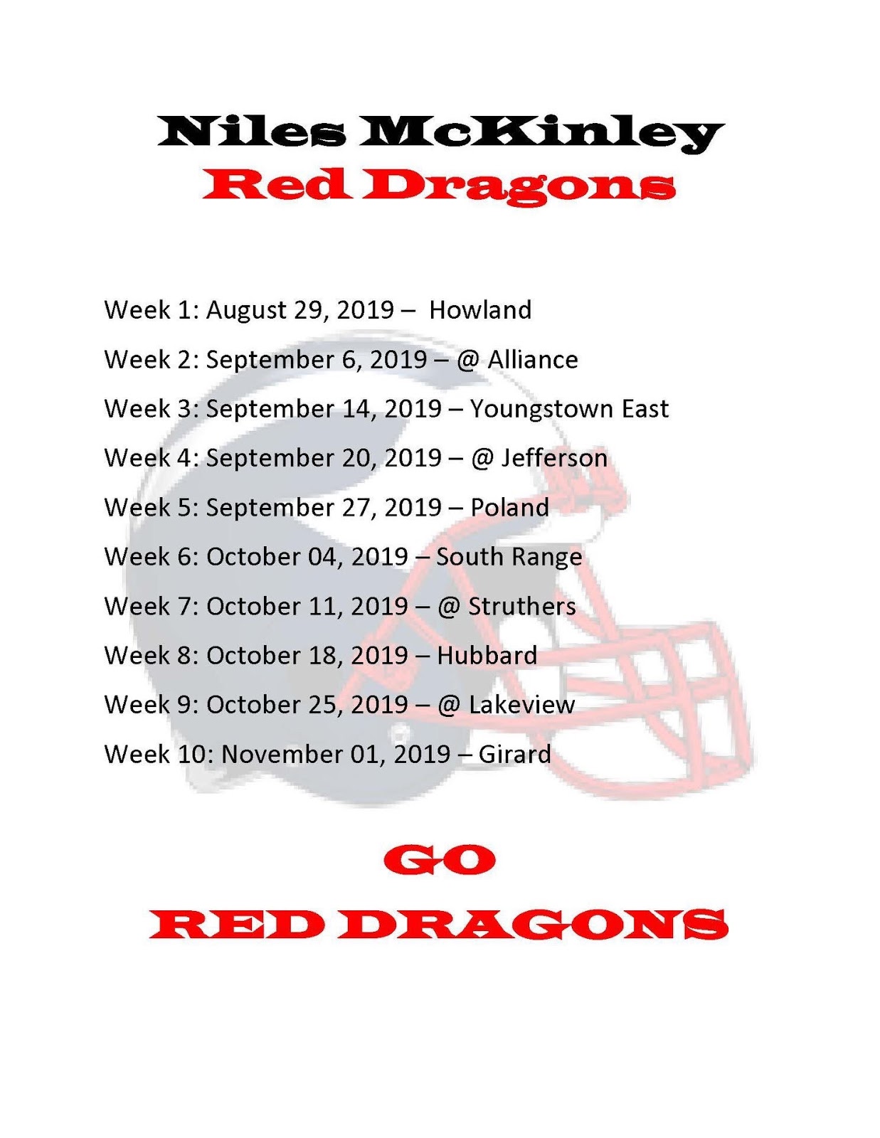 Life in Niles Niles McKinley Red Dragon Football