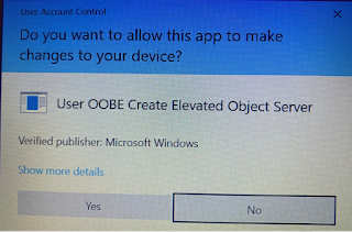 user oobe create elevated object server