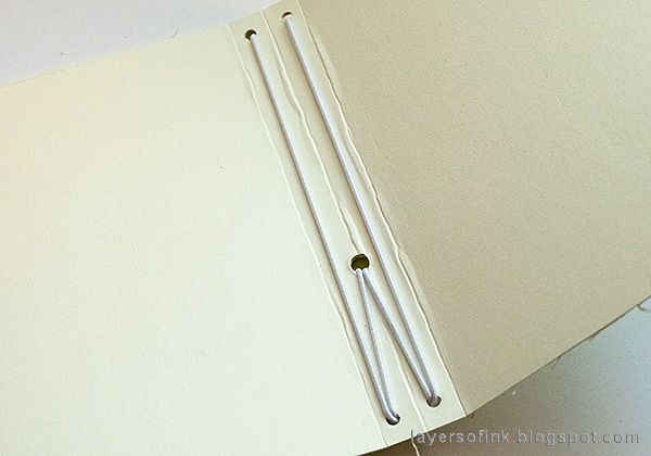 Layers of ink - Watercolor Meadow Notebook Tutorial by Anna-Karin Evaldsson. Bind the notebook.