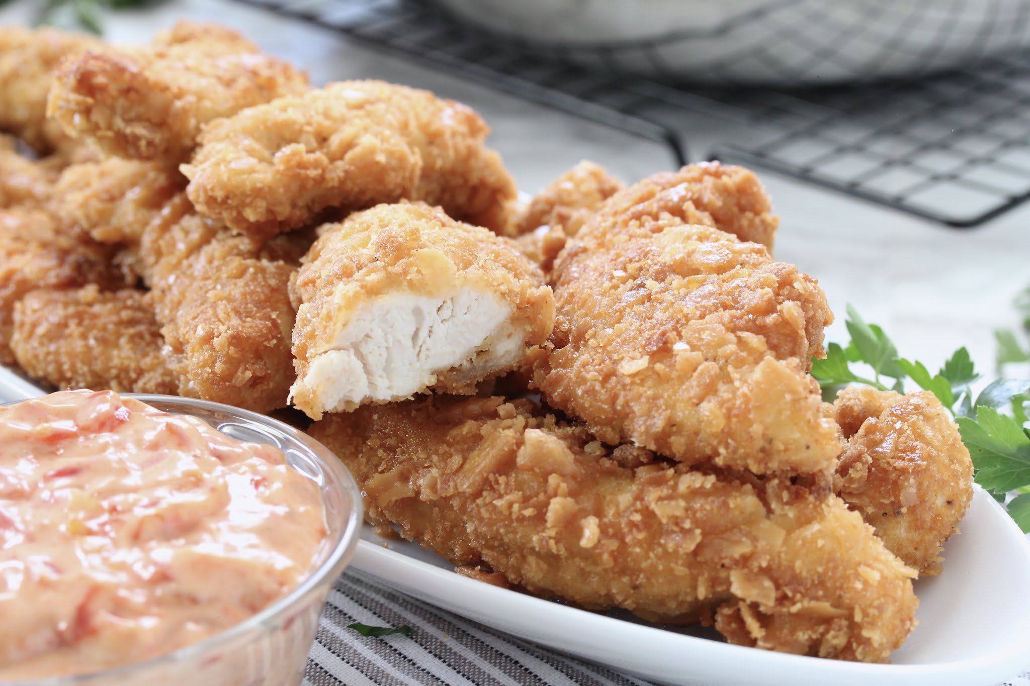CRISPY CHICKEN TENDERS WITH SWEET PEPPER RELISH DIP In Good Flavor