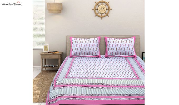 Hand Block Print Double Bed Sheet With Pillow Covers