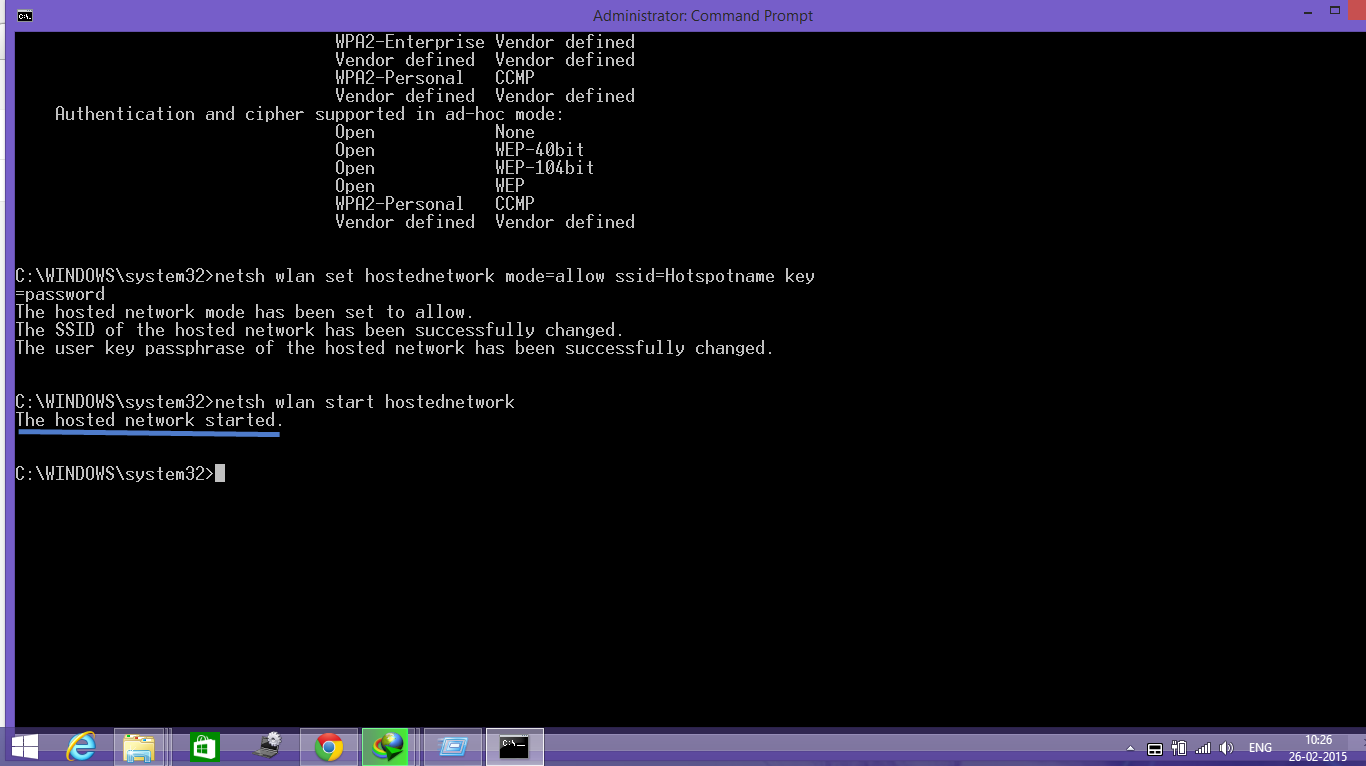 How To Start Hotspot using command promt Programming