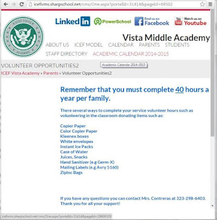 ICEF Vista allows parents to complete  "volunteer" requirement by donating good