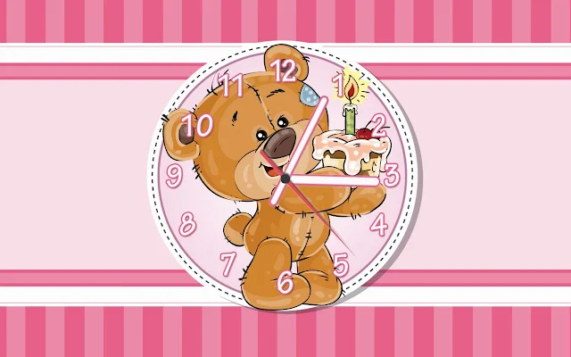 Teddy Bear Happy Birthday Free Animated Clock Screensaver.