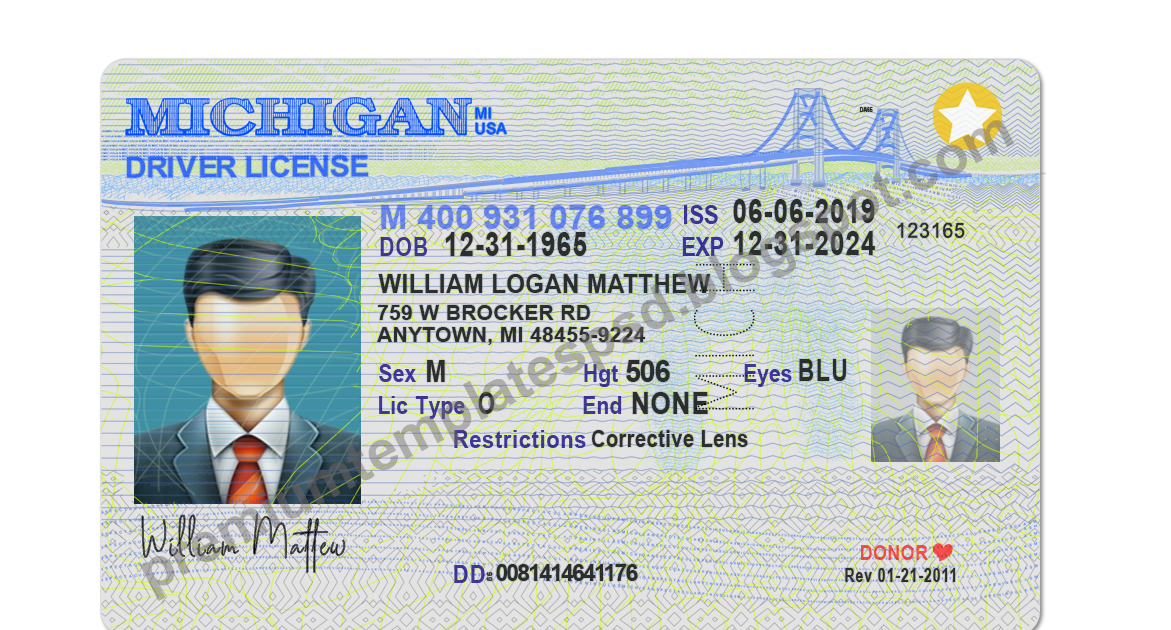 Michigan Drivers License Template Psd Driver License Psd