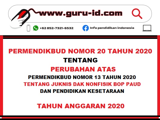 Permendikbud Nomor 20 Tahun 2020 Tentang Perubahan Juknis Bop Paud 2020 Info Pendidikan Terbaru