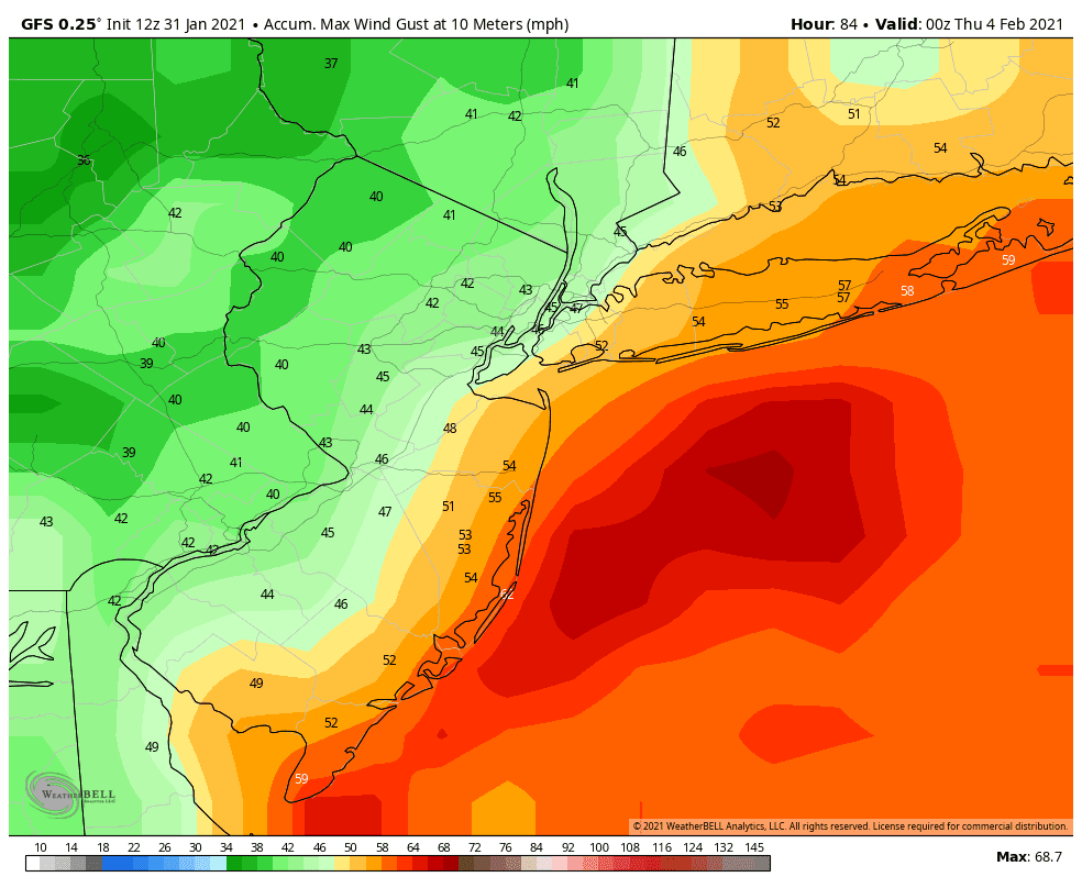 The EDGE Weather Sunday Afternoon Model Snow and Wind Gust Maps