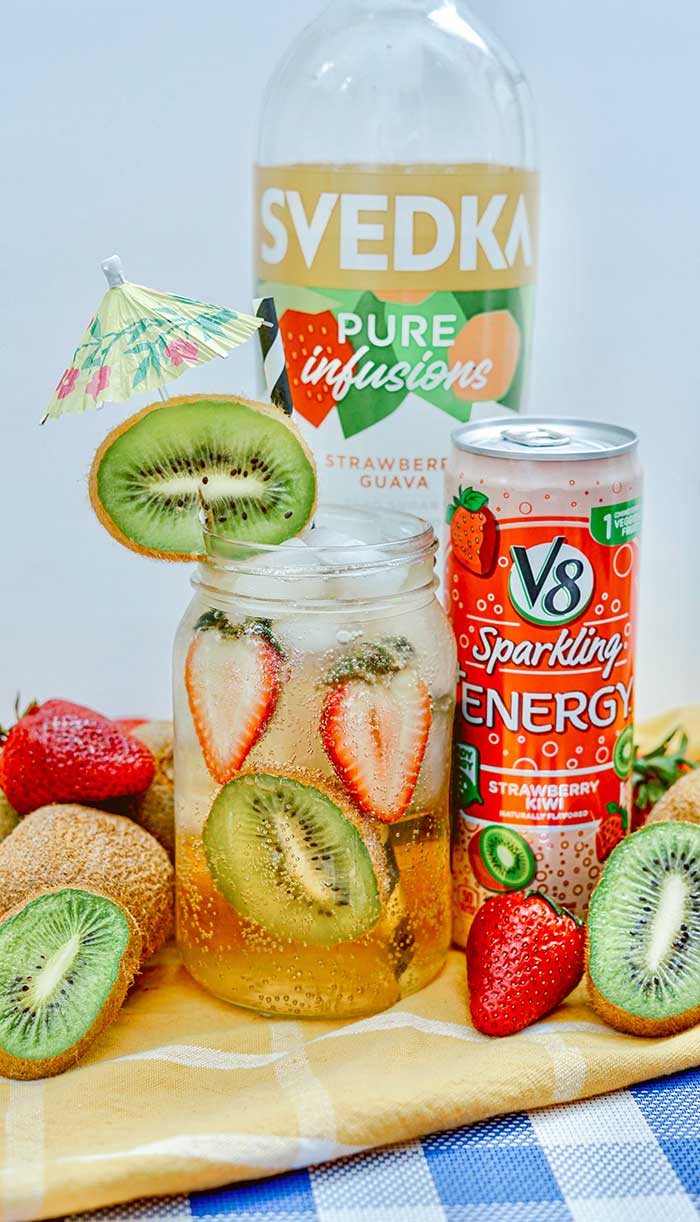 Strawberry Kiwi Vodka Drink Recipe With V8 Sparkling Energy Koti Beth