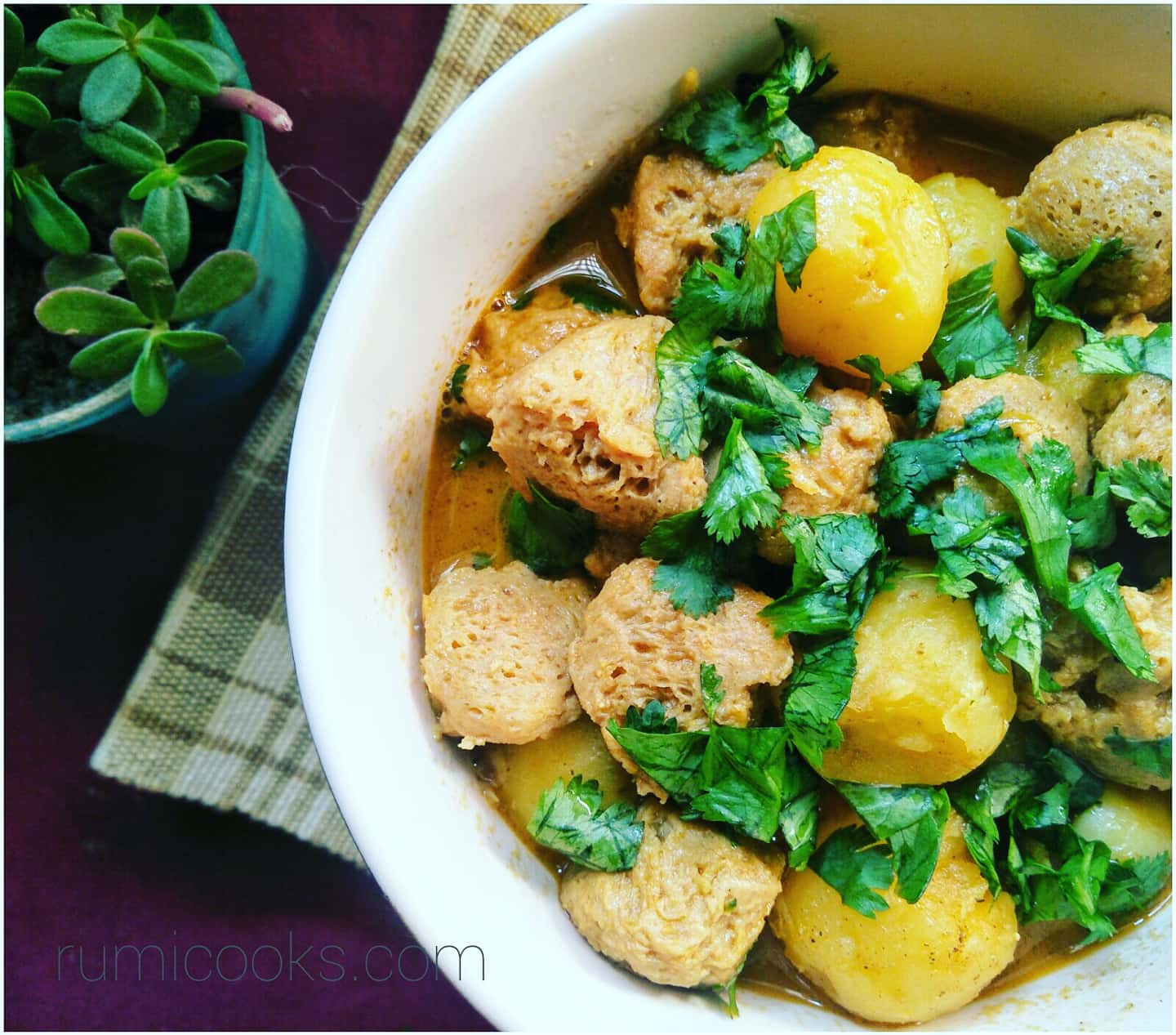 Baby Potatoes and Soya Chunks Curry