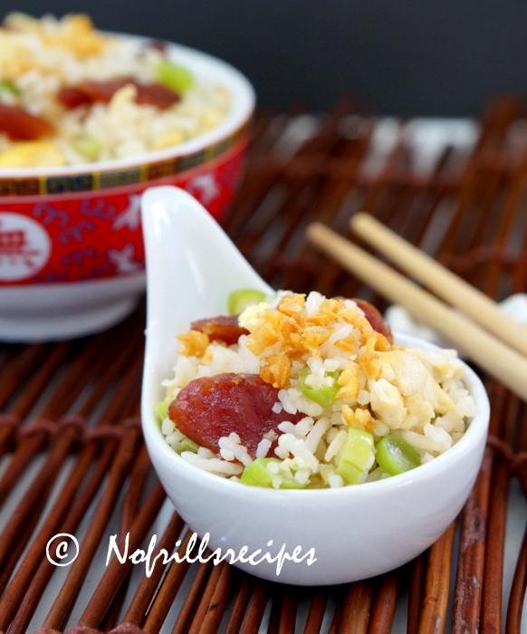 Fried Rice with Chinese Sausages and French Beans 臘腸炒饭