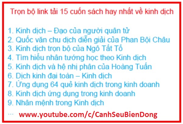 Tải full 15 cuốn sách hay về KINH DỊCH, cho ai yêu thích và muốn nghiên cứu KINH DỊCH, quẻ, bát quái, trận đố,... 