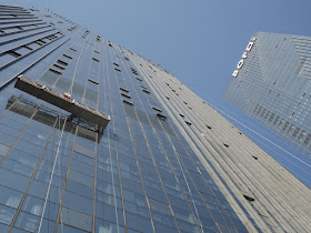 window cleaning at the Bofo International Plaza towers in Changsha