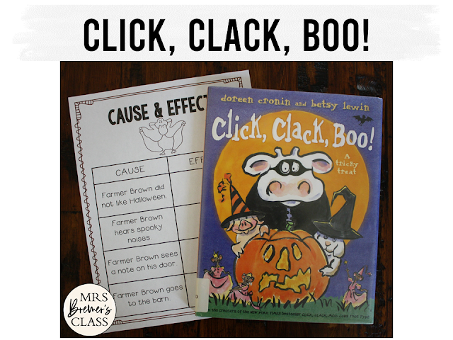 Click Clack Boo book study unit Common Core literacy companion activities Halloween K-1