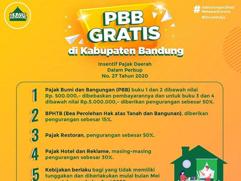 PBB Kabupaten Bandung Digratiskan Berlaku Mei - Juni 2020