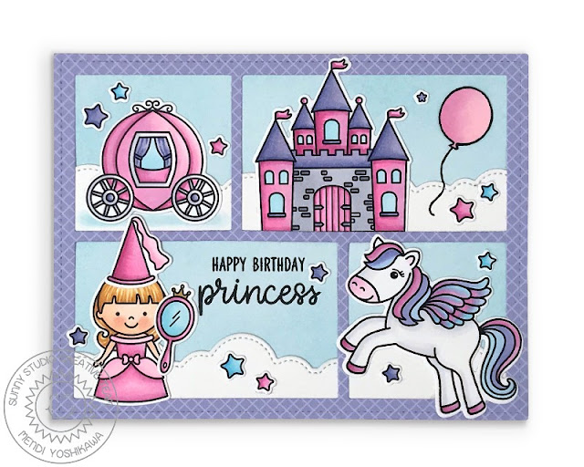 Sunny Studio Blog: Pink & Lavender Happy Birthday Princess Girls Card with Castle, Carriage & Magic Mirror (using Prancing Pegasus, Enchanted, Oceans of Joy & Tiny Dancer Stamps, Fluffy Clouds Border Dies and Comic Strip Speech Bubbles Die) Sunny Studio Blog: Pink & Lavender Happy Birthday Princess Girls Card with Castle, Carriage & Magic Mirror (using Prancing Pegasus, Enchanted, Oceans of Joy & Tiny Dancer Stamps, Fluffy Clouds Border Dies and Comic Strip Speech Bubbles Die)