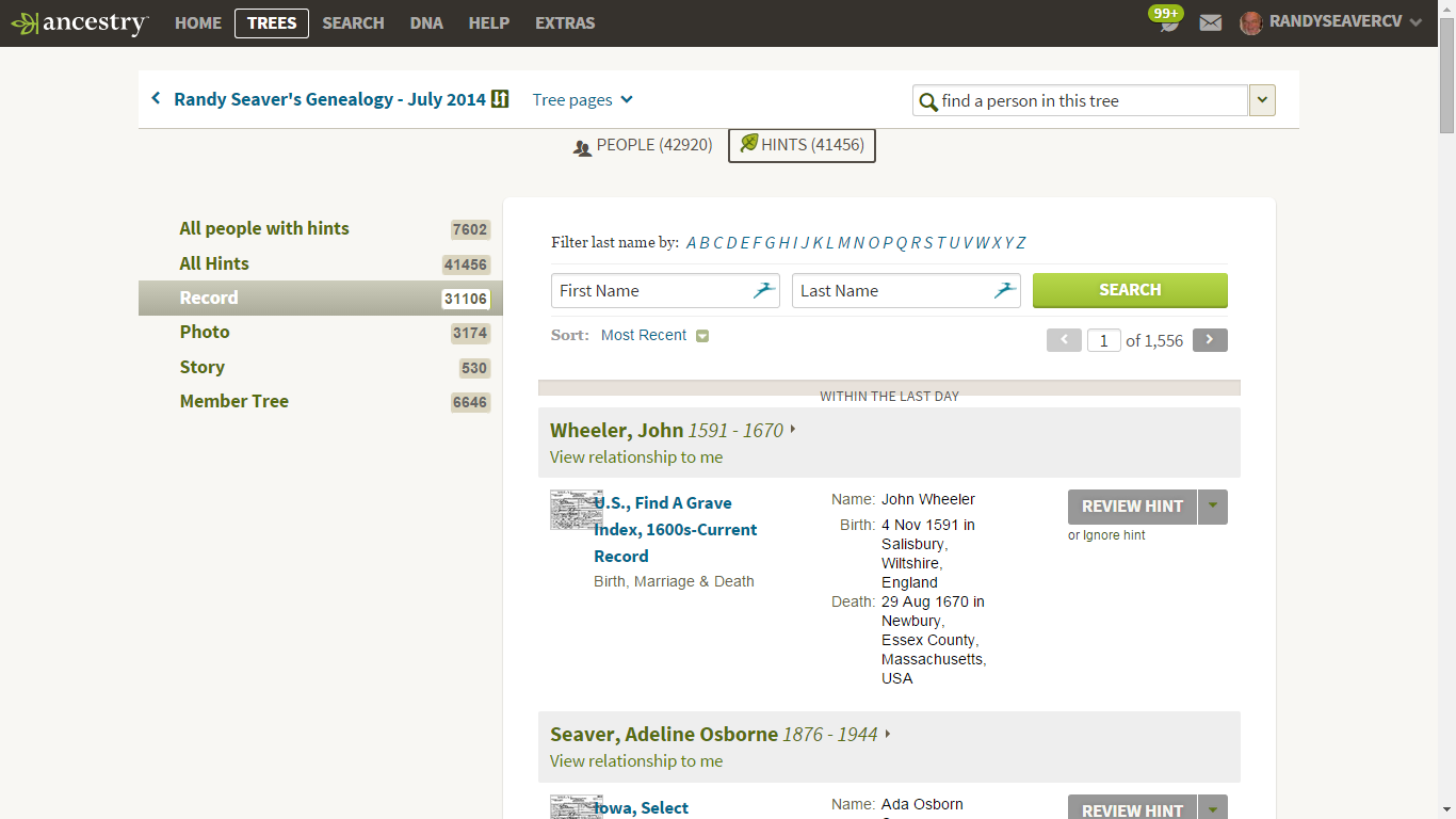 Genea-Musings: Ancestry.com Sends Me a Hint Notice, and Now a Problem! UPDATED: Fixed!
