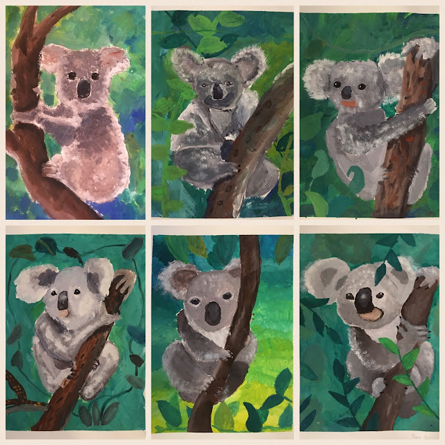 Art Room Britt Koala Bear in Eucalyptus Forest in Gouache
