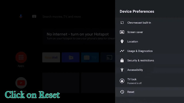 mi tv reset settings opening open reset settings