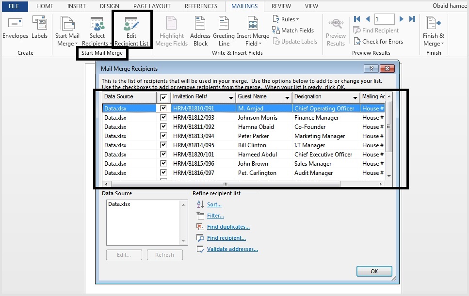 how to do a mail merge from excel