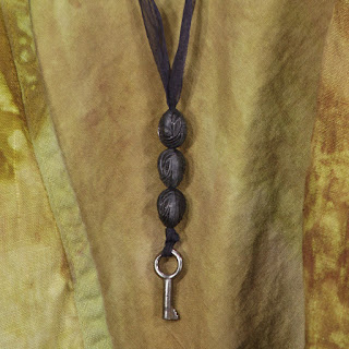silk, vintage lucite beads, skeleton key necklace from secret lentil
