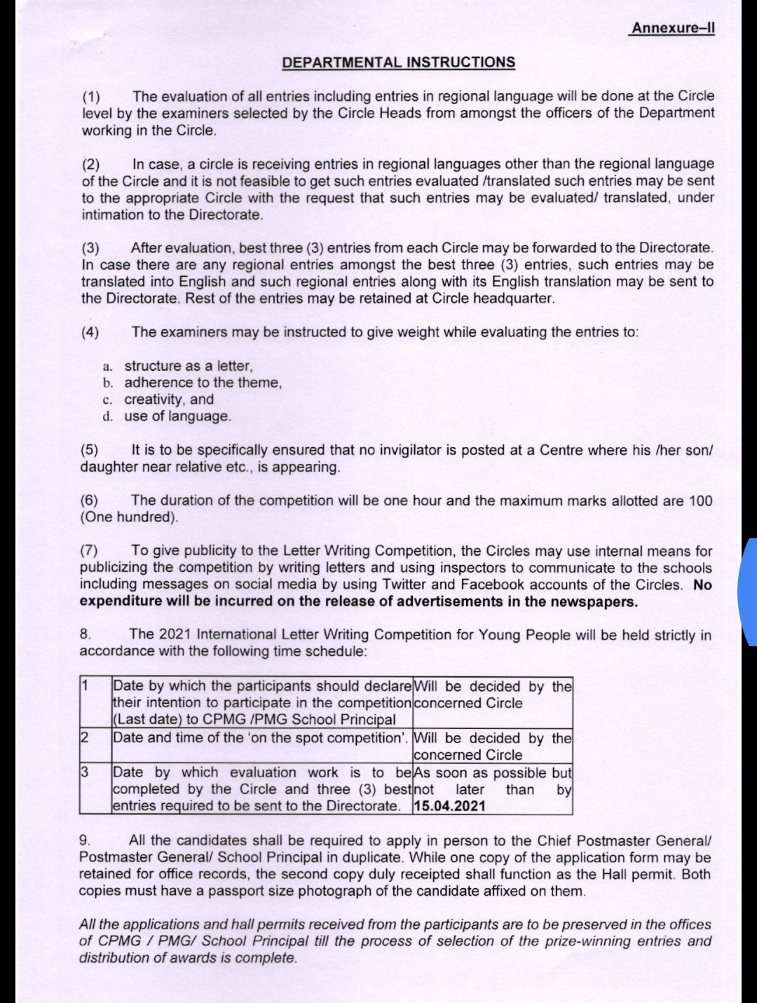 2021 International Letter Writing Competition for Young People