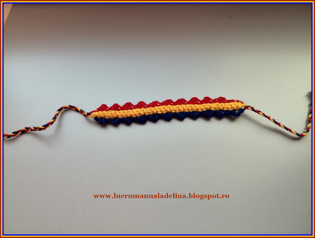 cross Barren Actively lucru manual adelina: Bratara tricolor crosetata cu model din snur laseta  romaneasca