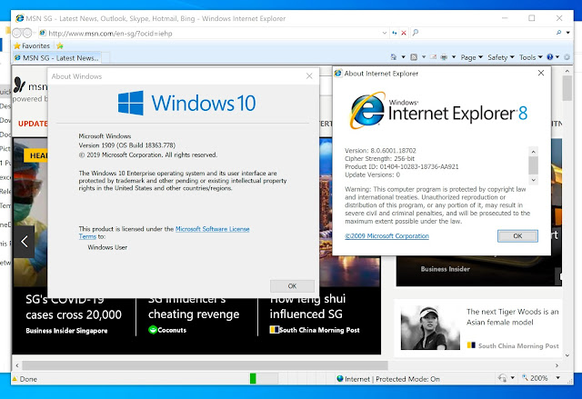 vmware thinapp ie8 on windows 10 build 1909