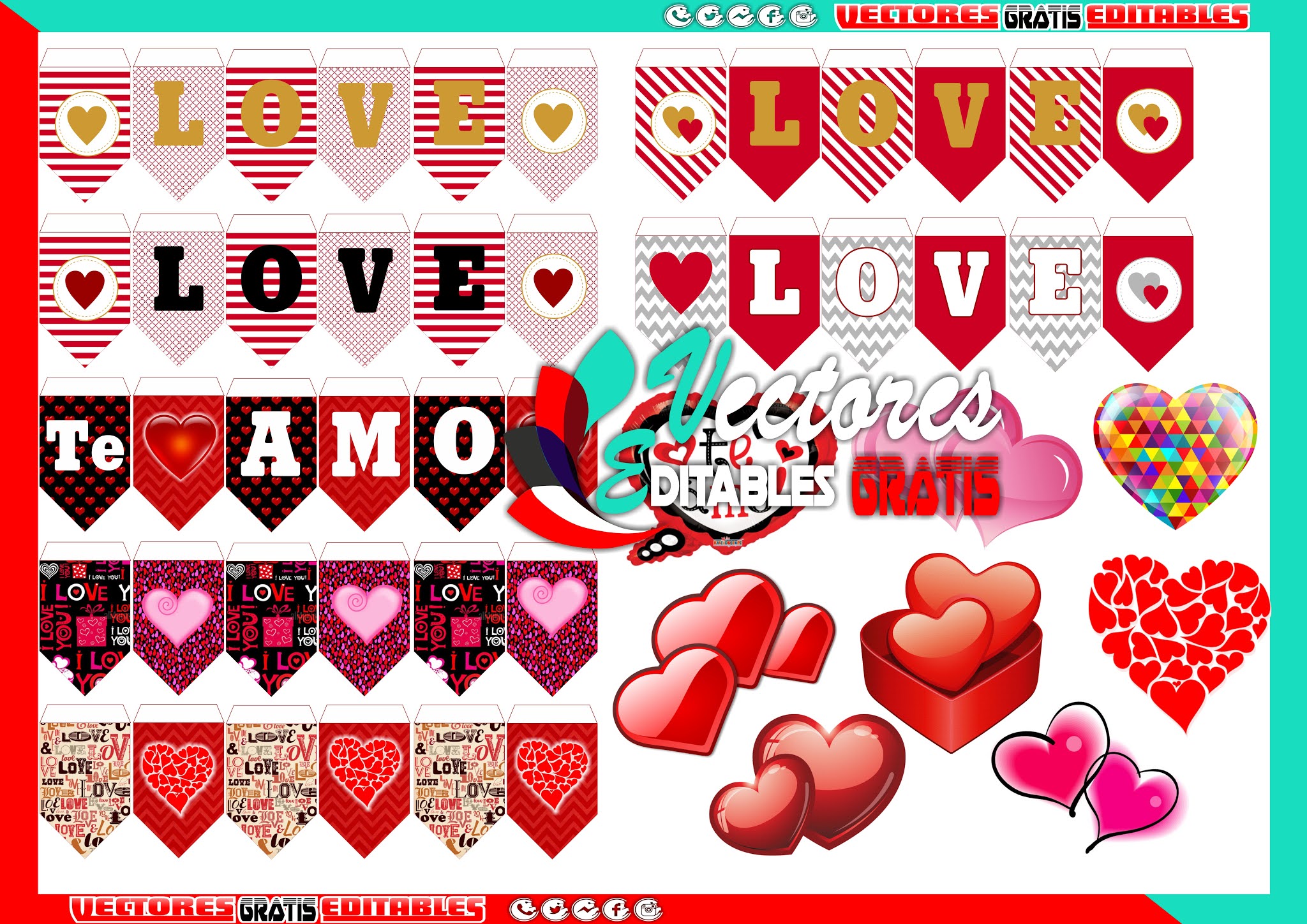 Banderines Mini Para El Dia Del Amor