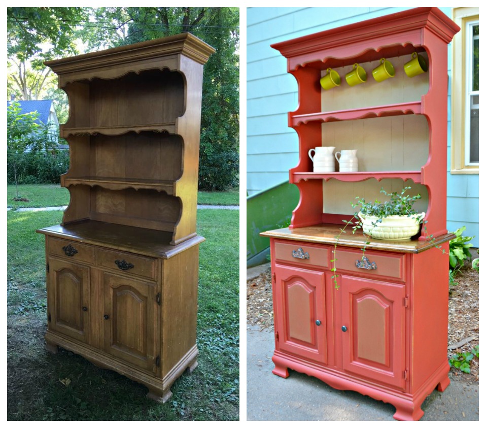 Heir and Space A Vintage Maple Hutch in Red