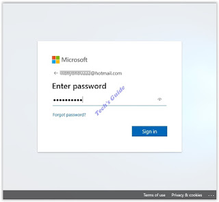 enter password for Microsoft Account