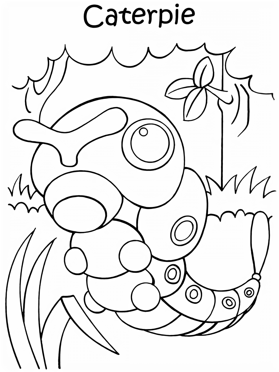 Collection of Caterpie Coloring Pages to Download - Free Pokemon