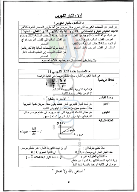 مراجعة مادة الفيزياء للصف الثالث الثانوي مراجعة مادة الفيزياء للصف الثالث الثانوي
