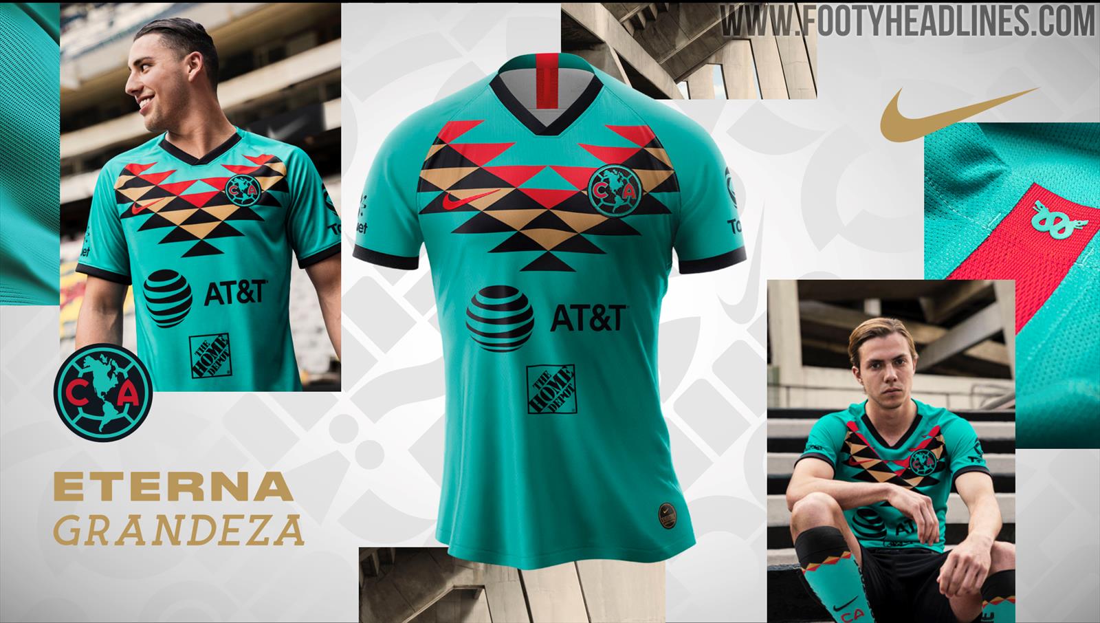 LIGA MX Club America 2023 - 2024 Home Aztec Design Polo Shirt