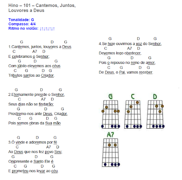 101 CCB CANTEMOS, JUNTOS, LOUVORES A DEUS (CIFRA VIOLÃO) APOSTILA CCB