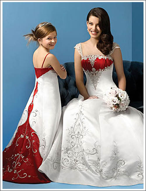  WEDDING  PLAN Mixed White  and Red  Wedding  Dress 
