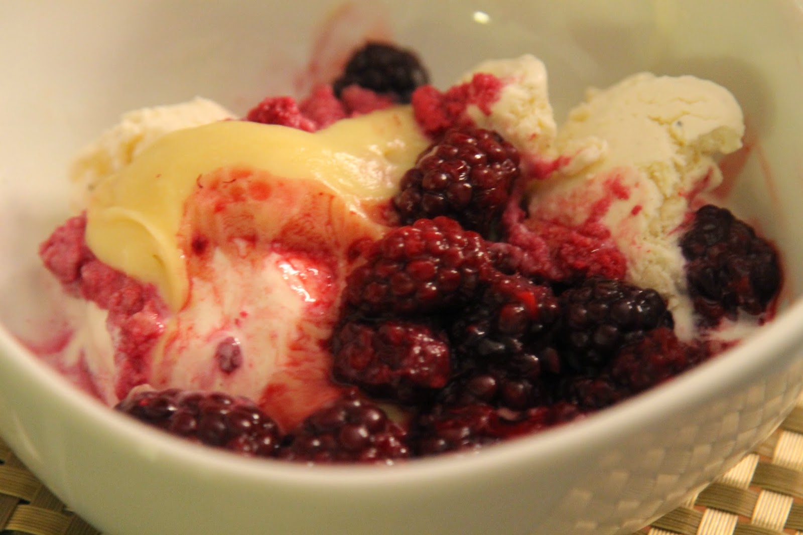 epicurean evolution Stewed Blackberries with Bay Custard and Gin from