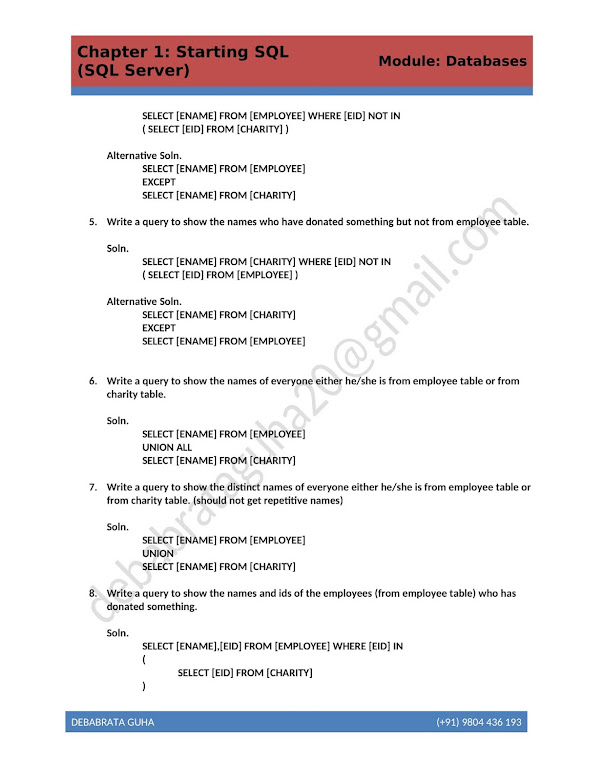 MS SQL SERVER SOLUTION (Chapter 2 ) Combining Result set