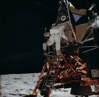 Neil Armstrong on the moon's surface