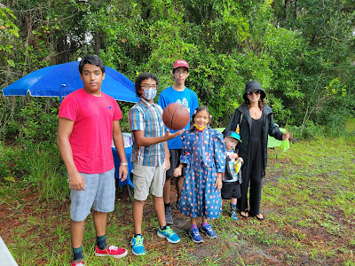 The West Augustine Nature Society setting up for the 2021 block party