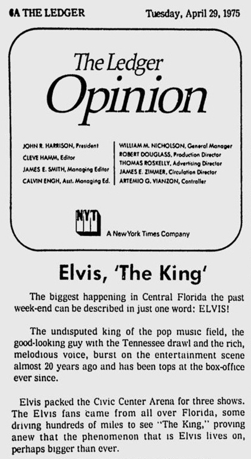 Rock & Roll Newspaper Press History Elvis Presley The Lakeland