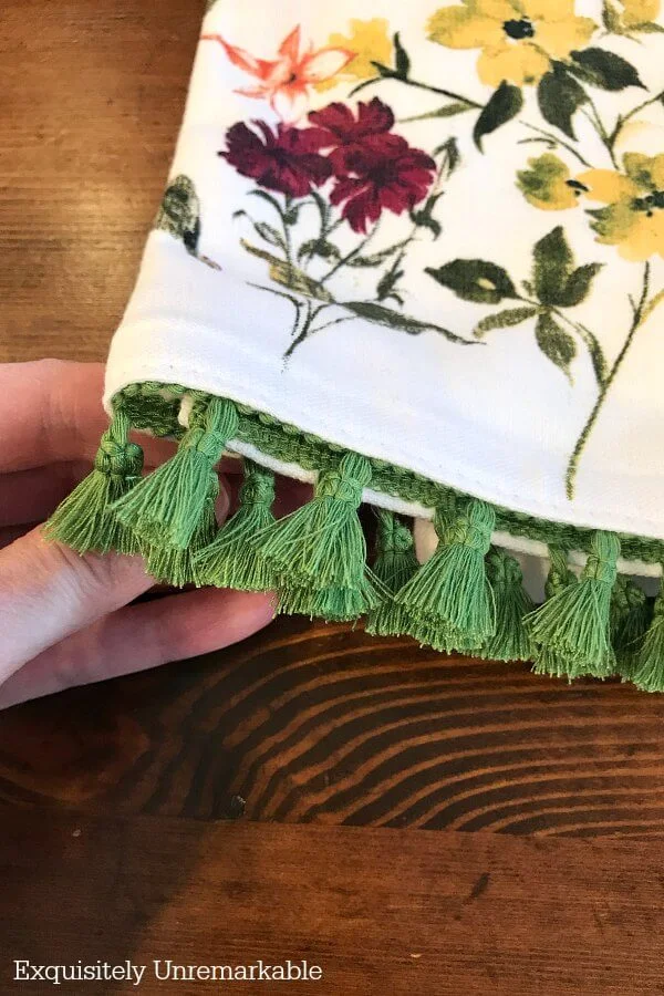 Kitchen Towel With Green Fringe