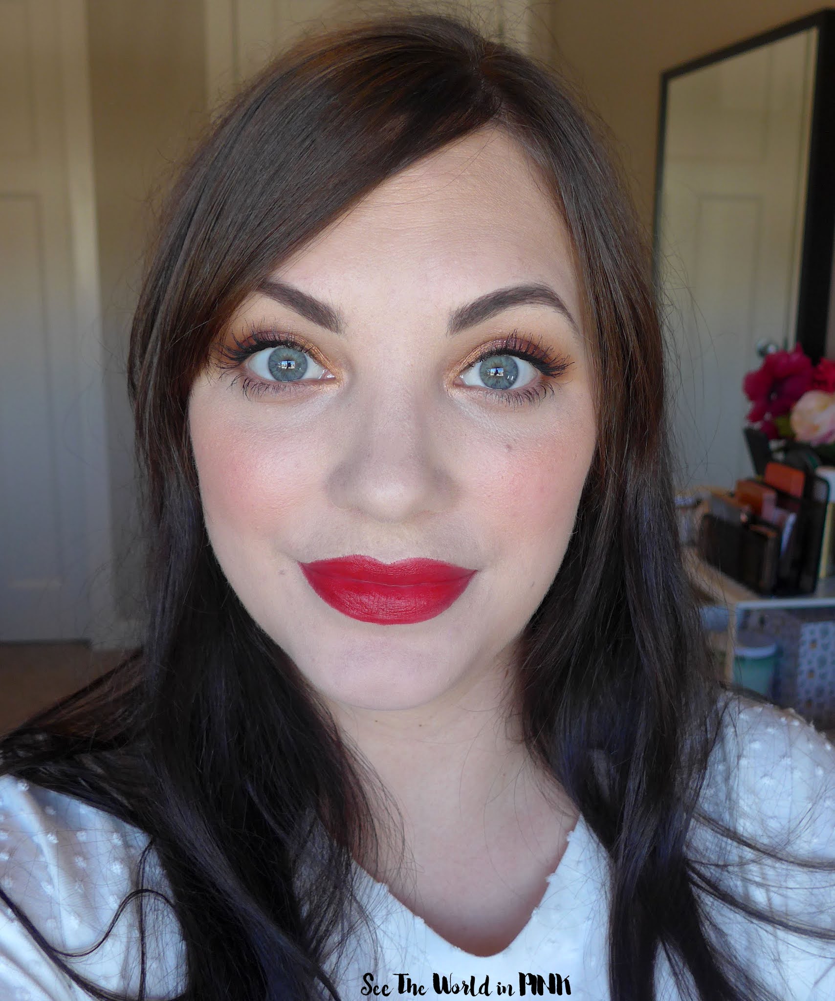 June Shop My Stash ~ Summer Bright Red Lipstick Look featuring Cheekbone Beauty Sustain Lipliner and Lipstick