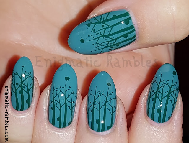 Stamped-Green-Forest-Nails-BM407