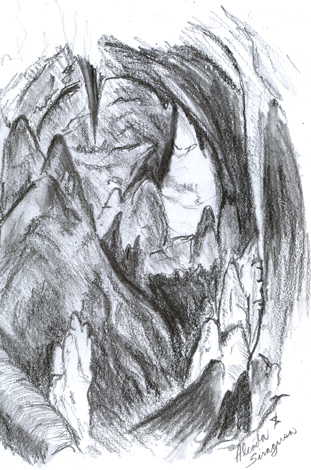 Как нарисовать пещеру карандашом