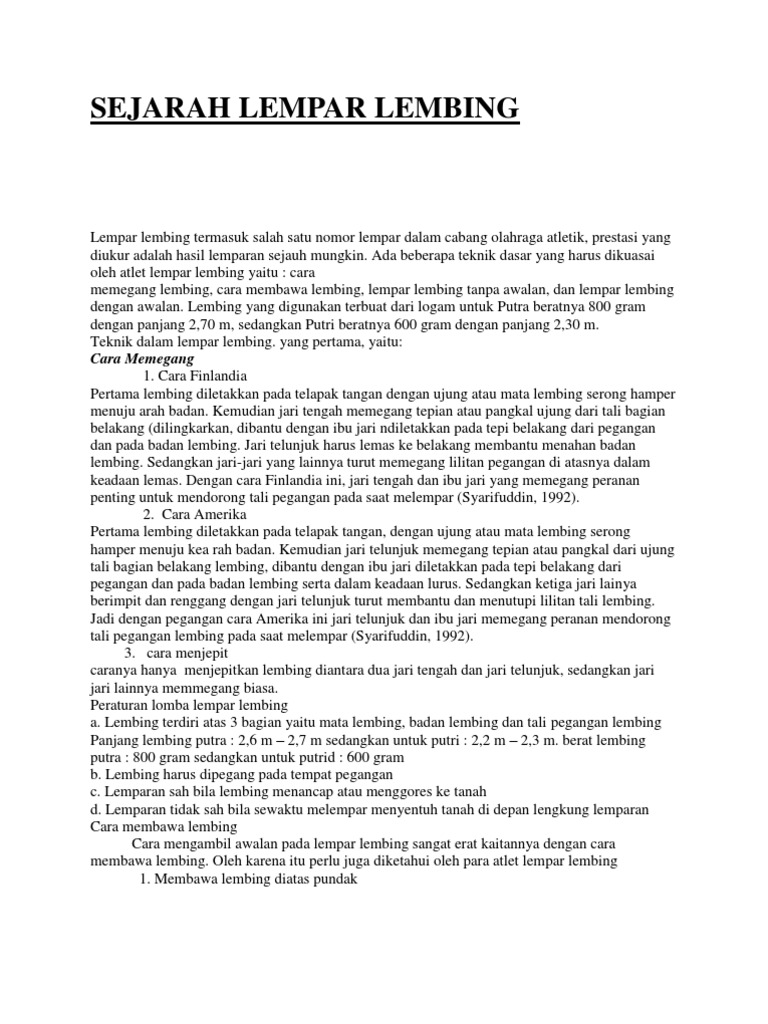 sejarah lempar lembing wood scribd indo