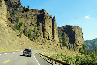 Driving on highway 20 outside of Yellowstone National Park in Wyoming