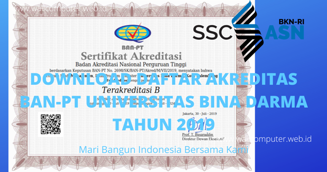 Download Daftar Akreditasi Ban Pt Universitas Bina Darma Tahun 2019 Wali Computer