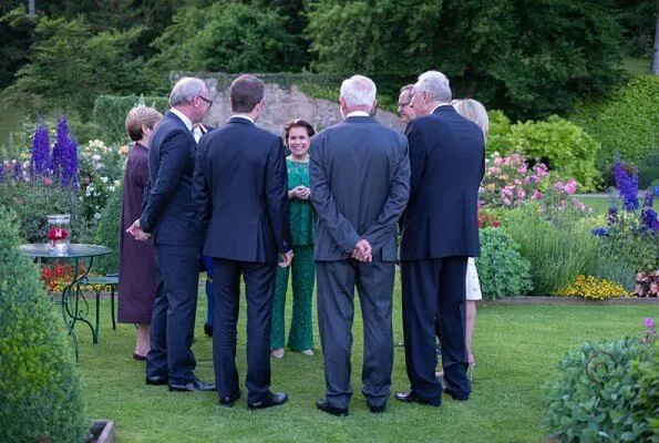 Grand Duchess Maria Teresa wore a green lace top and a green wide-leg lace trouser by Carolina Herrera. Carolina Herrera Evase lace top