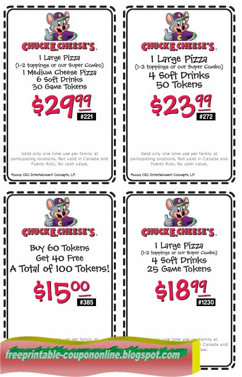 Printable Coupons 2021: Chuck E Cheese Coupons