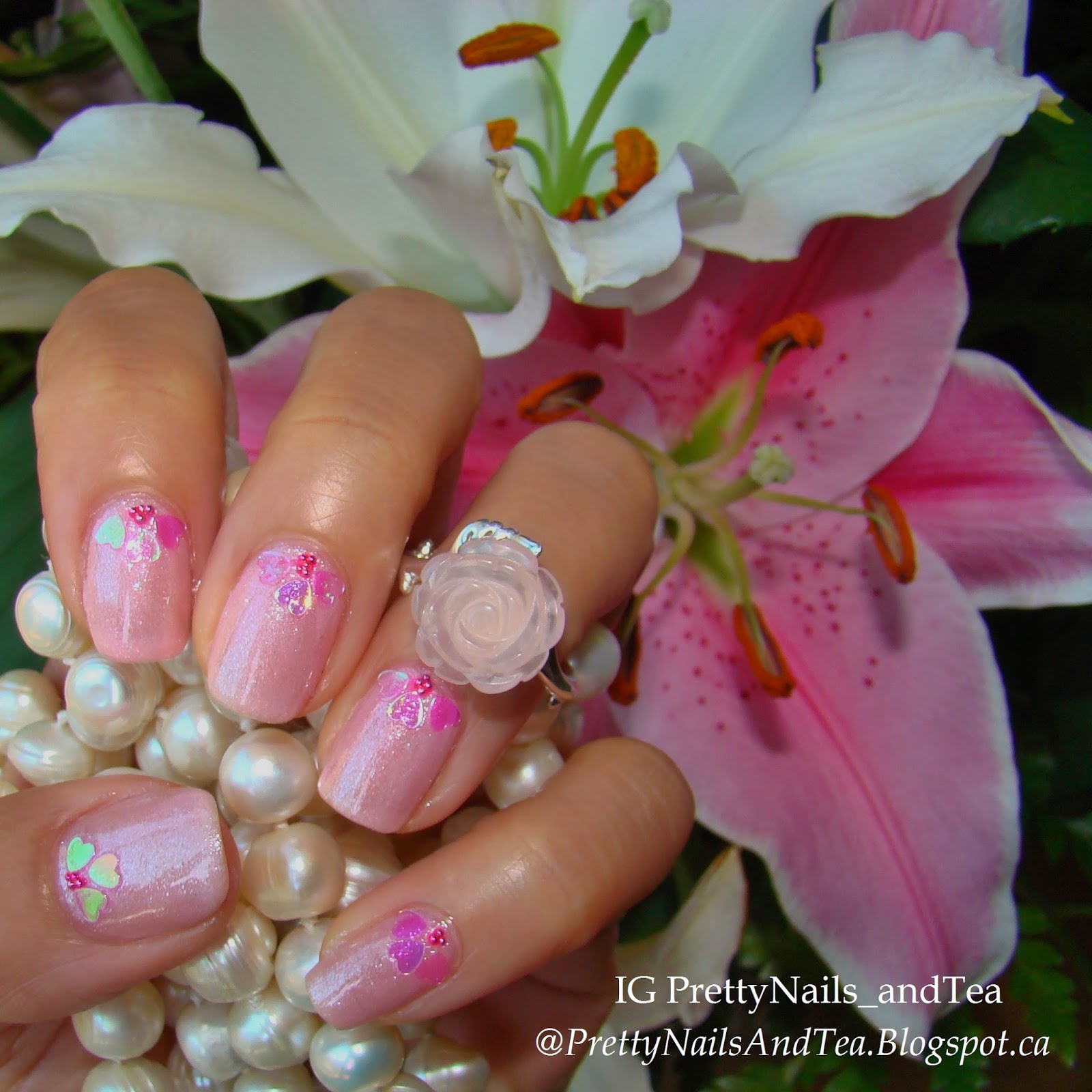 Audrey light pink with iridescent hearts